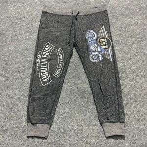 US Apparel Mens Jogger‎ Pants Size XL Gray Motorcycle Graphic American Pride